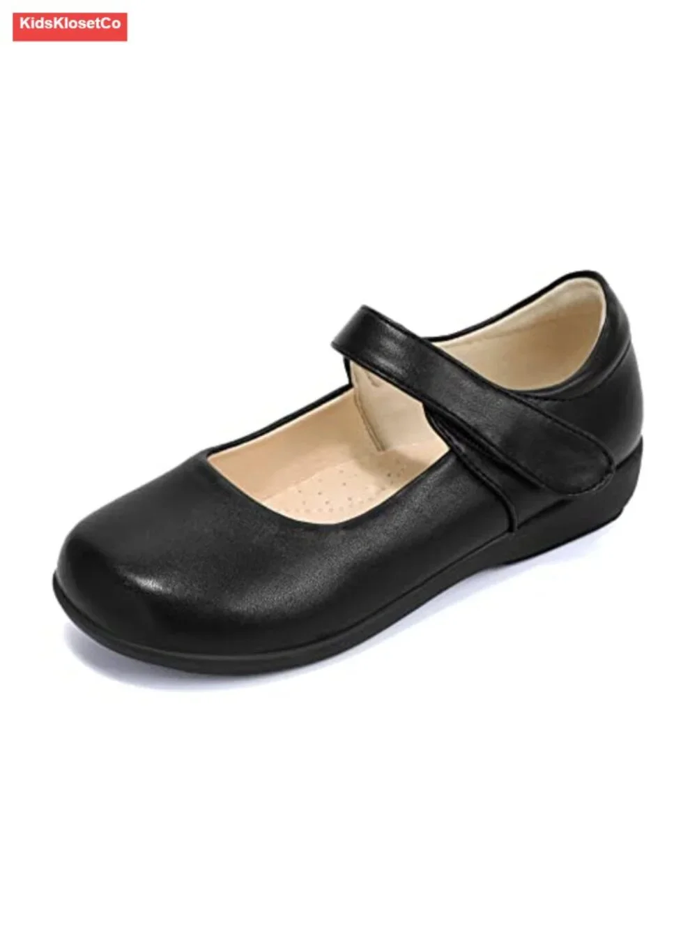 Girls Mary Jane School Uniform Flats, Hook and Loop, Non-Slip, Arch Support,